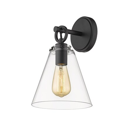 Harper 1 Light Wall Sconce, Matte Black & Clear